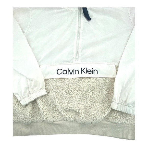 Calvin Klein Women's Fleece Jacket Windbreaker‎ Half Zip Mock Neck Pockets Large - Picture 5 of 8